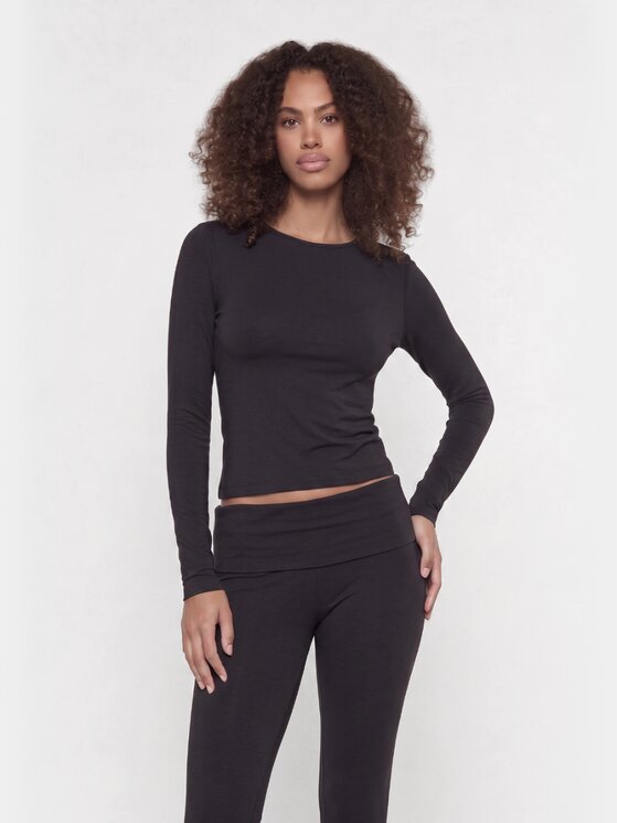 BASICLO BASICLO Longsleeve W-2253-99 Czarny Slim Fit