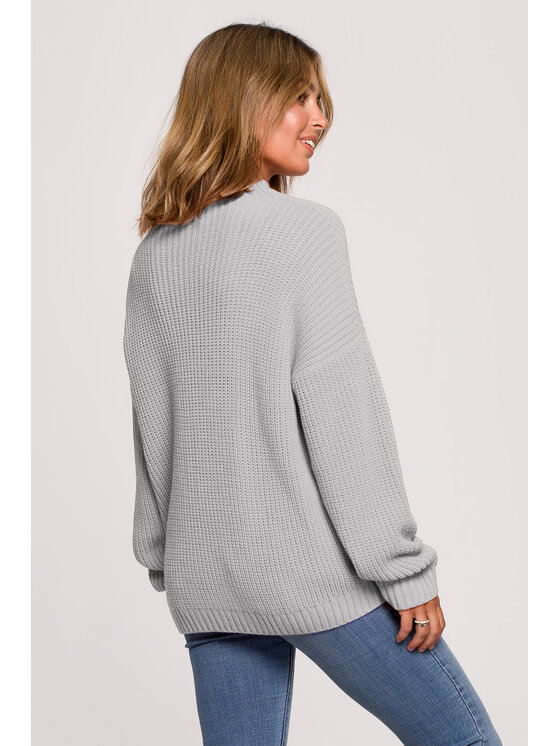 BeWear BeWear Sweter BK078 Szary Modern Fit