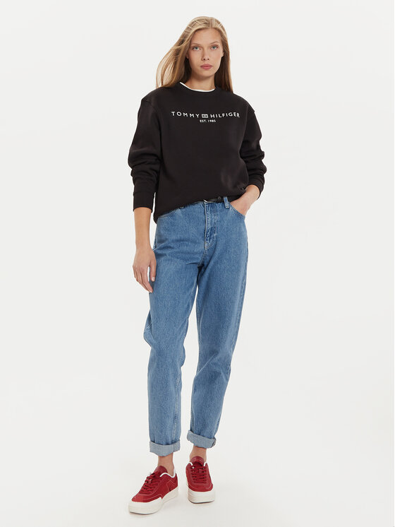 Tommy Hilfiger Tommy Hilfiger Bluză Logo WW0WW39791 Negru Regular Fit