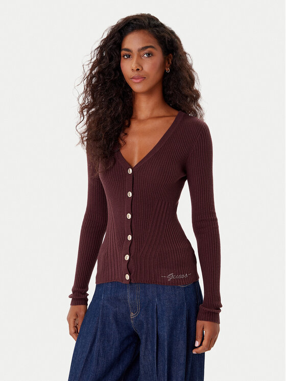 Guess Guess Kardigán W5BR16 Z3OW2 Bordová Slim Fit
