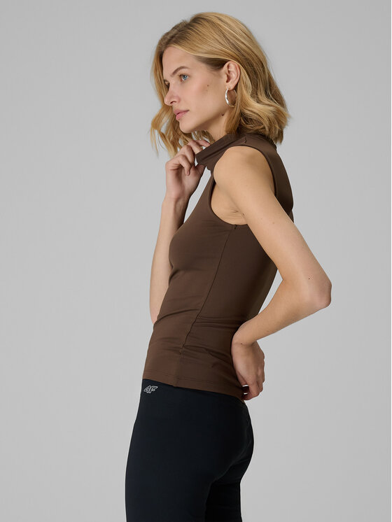 4F 4F Top ESSENTIAL Brązowy ciemny Slim Fit
