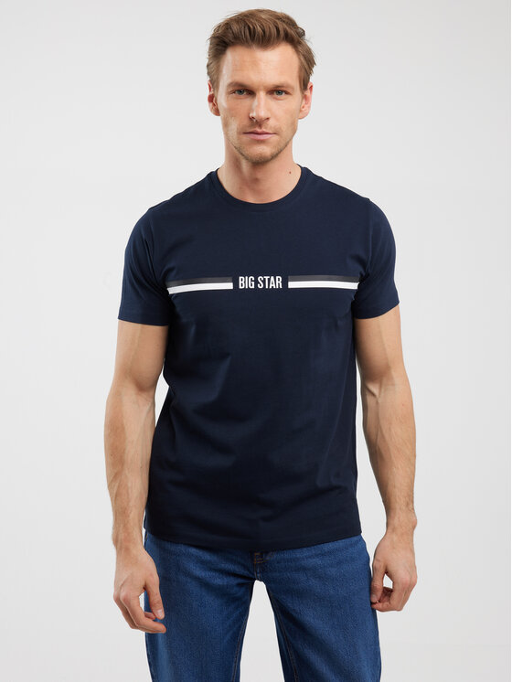 BIG STAR BIG STAR T-Shirt LEXOR Granatowy Basic Fit