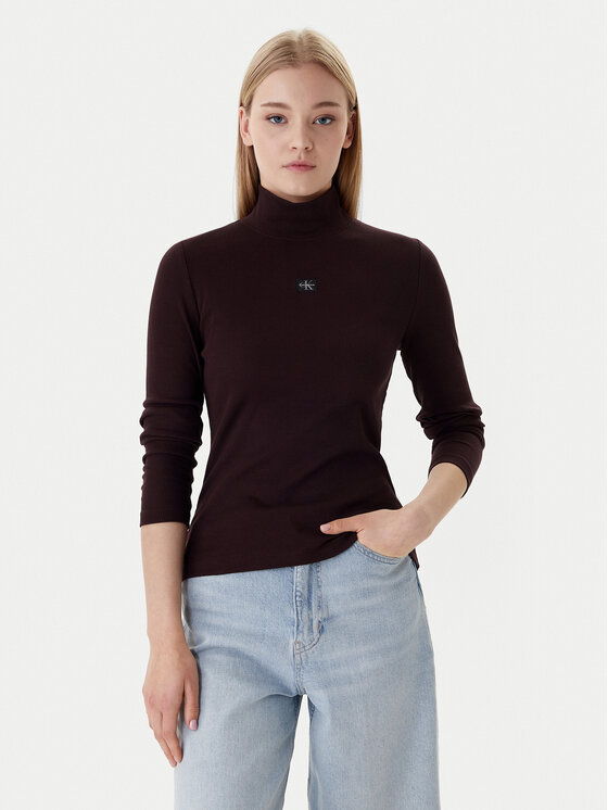 Calvin Klein Jeans Calvin Klein Jeans Bluză cu gât LV047D203G Maro Slim Fit