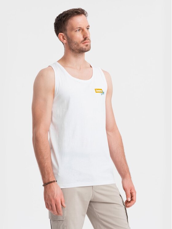 Ombre Ombre Tank top OM-TSTT-0191 Biały Regular Fit