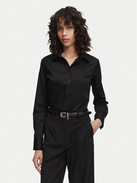 Guess Cămașă W6YH10 W2752 Negru Slim Fit