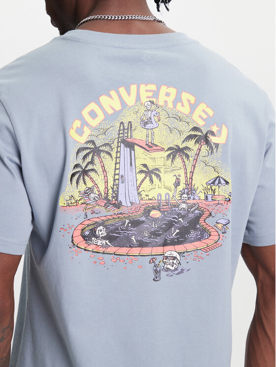 Converse Converse Marškinėliai Skeleton Party 10027726-A03 Žydra Regular Fit
