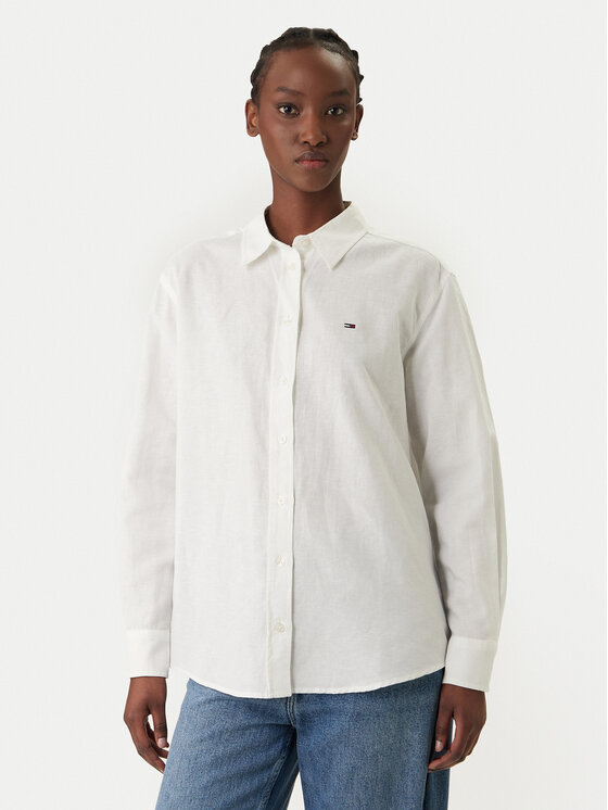 Tommy Jeans Cămașă DW0DW22209 Alb Relaxed Fit