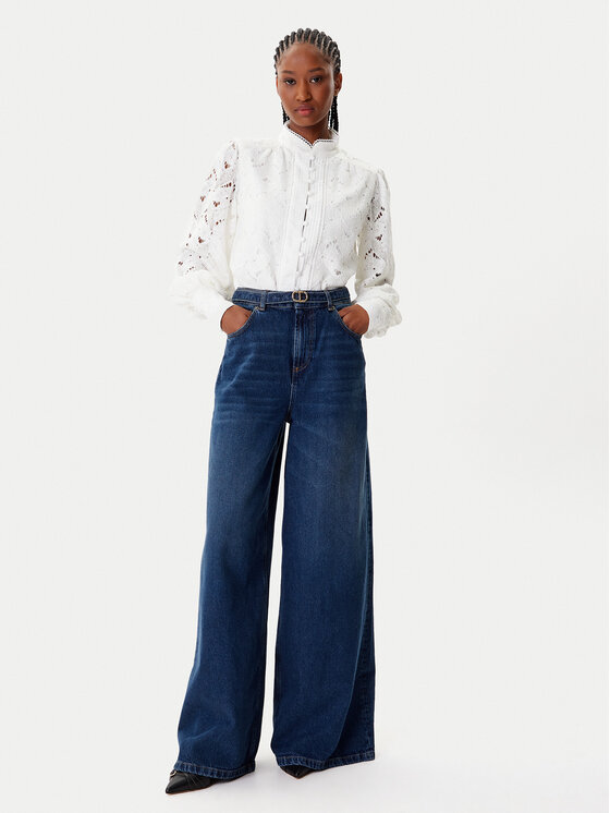 TWINSET TWINSET Blugi 252TP2540 Bleumarin Wide Leg