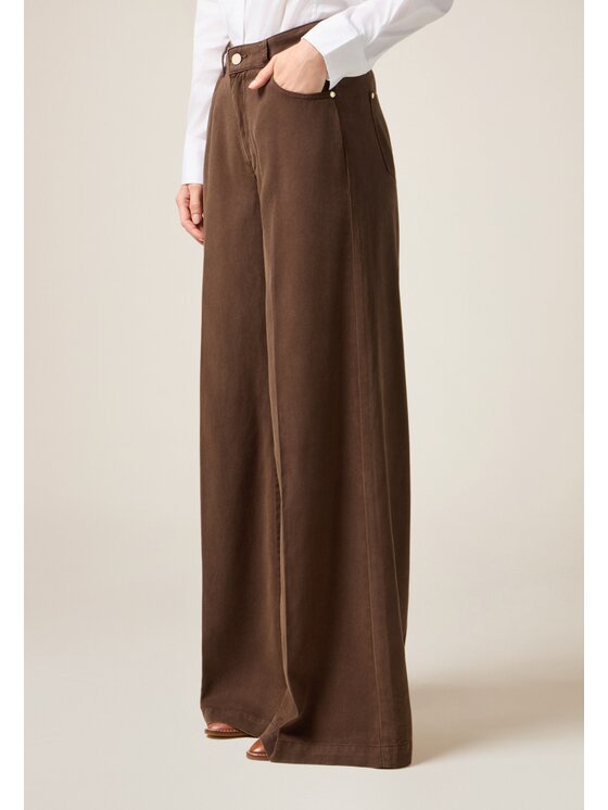 Oltre Oltre Pantaloni di tessuto P704R009049N022 Marrone Baggy Fit