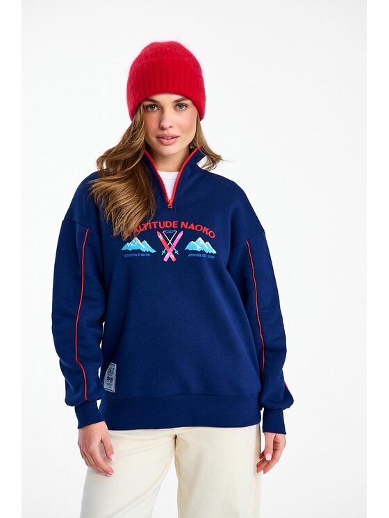 NAOKO NAOKO Bluza High Altitude Granatowy Oversize