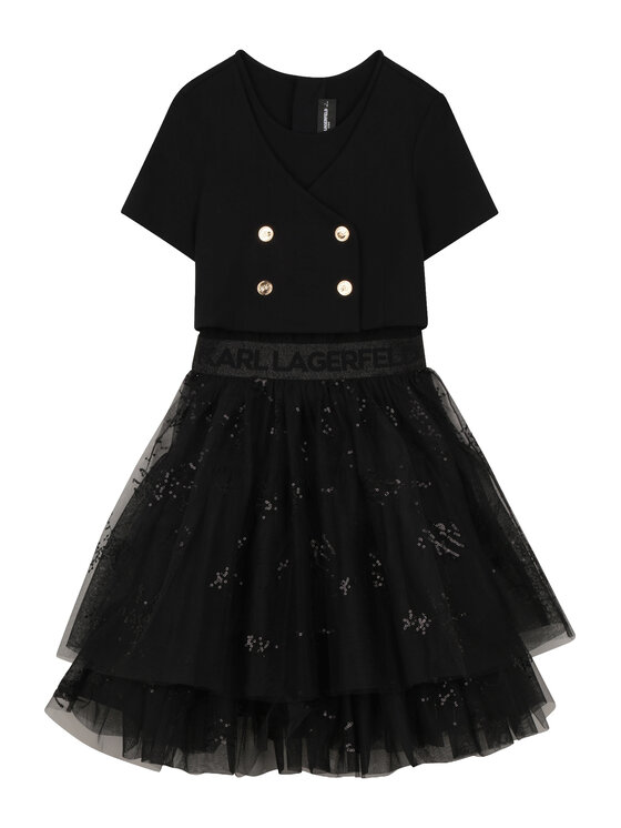Karl Lagerfeld Kids Karl Lagerfeld Kids Kasdieninė suknelė Z31142 D Juoda Regular Fit