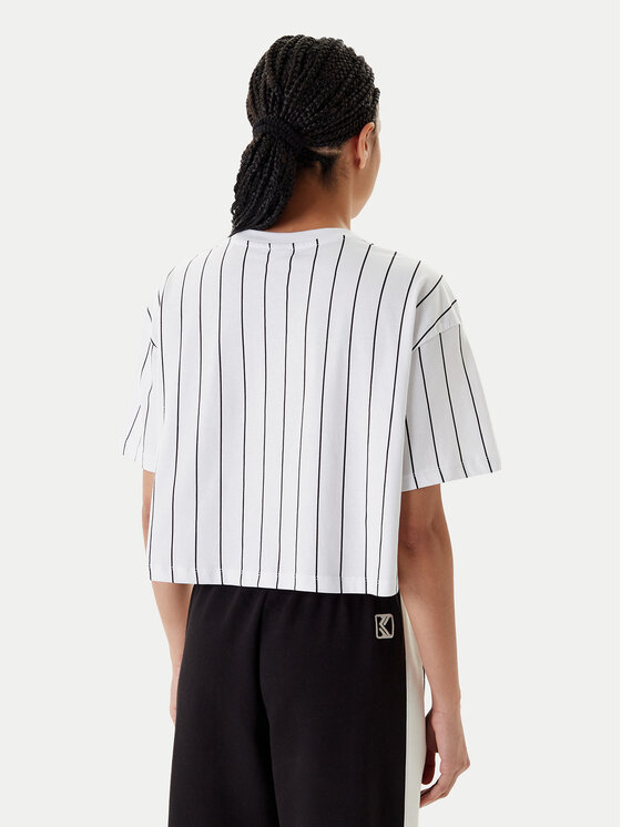 Karl Kani Karl Kani Tričko Small Signature Essential Pinstripe 6137879 Biela Relaxed Fit