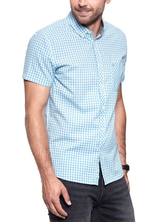 Mustang Mustang Camicia 1/2SLV_1/P_BD Blu Slim Fit