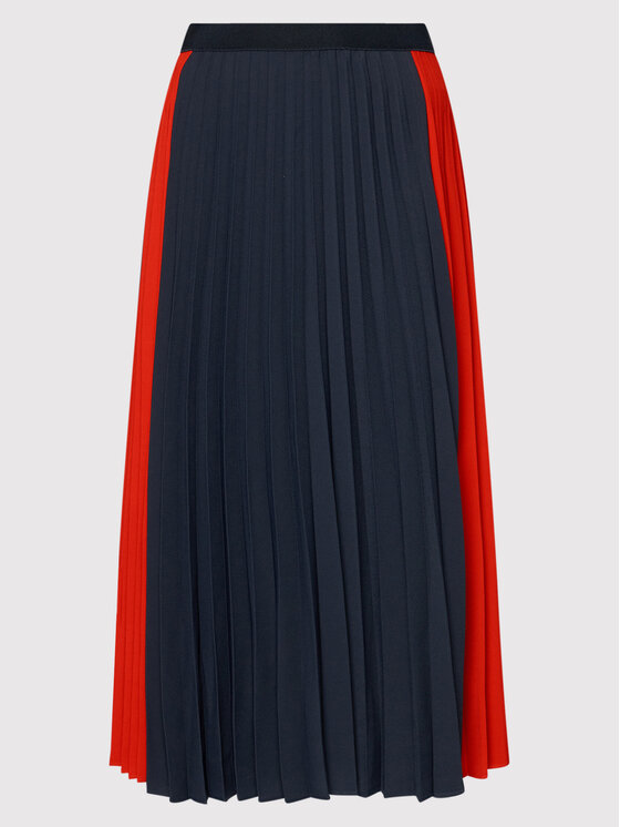 Tommy Hilfiger Tommy Hilfiger Спідниця в складку Fluid Block WW0WW31060 Cиній Regular Fit