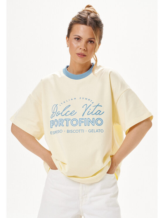 Mirons Mirons T-Shirt Print Beżowy Regular Fit