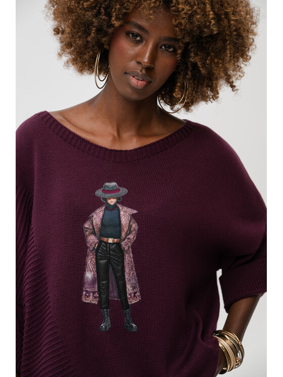 blue shadow blue shadow Sweter Nell Fioletowy Regular Fit