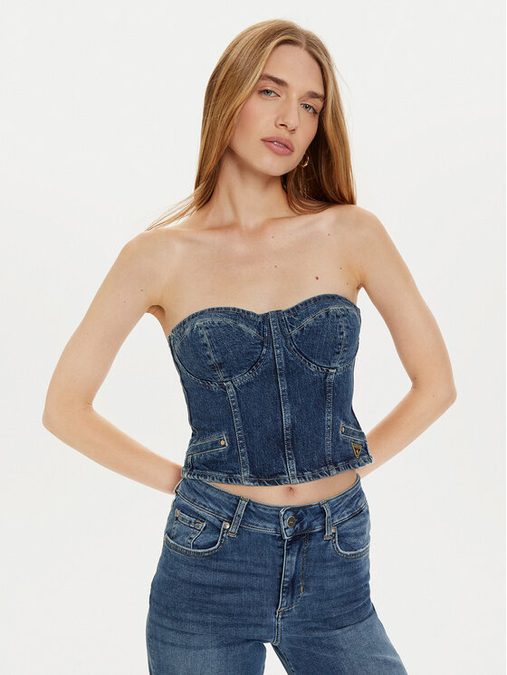 Guess Guess Top W4PH0T D5JT1 Tumesinine Slim Fit