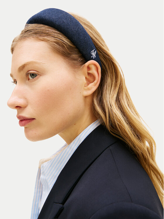 Tommy Hilfiger Tommy Hilfiger Trak za glavo Denim Logo Padded Headband AW0AW18661 Mornarsko modra