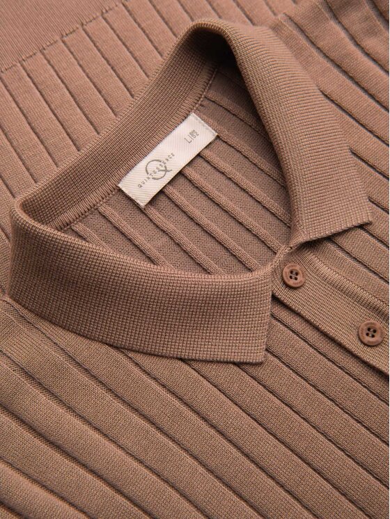 Ombre Ombre Polokošile OM-POSS-0169 Hnědá Slim Fit