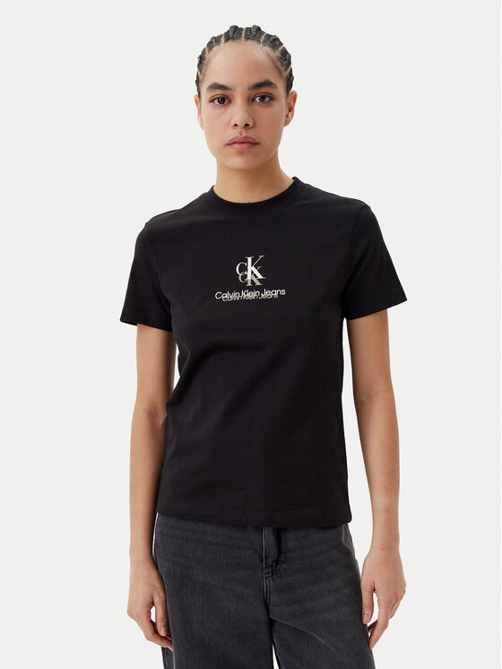 Calvin Klein Jeans Calvin Klein Jeans Marškinėliai Shadow Graphic J20J225545 Juoda Regular Fit