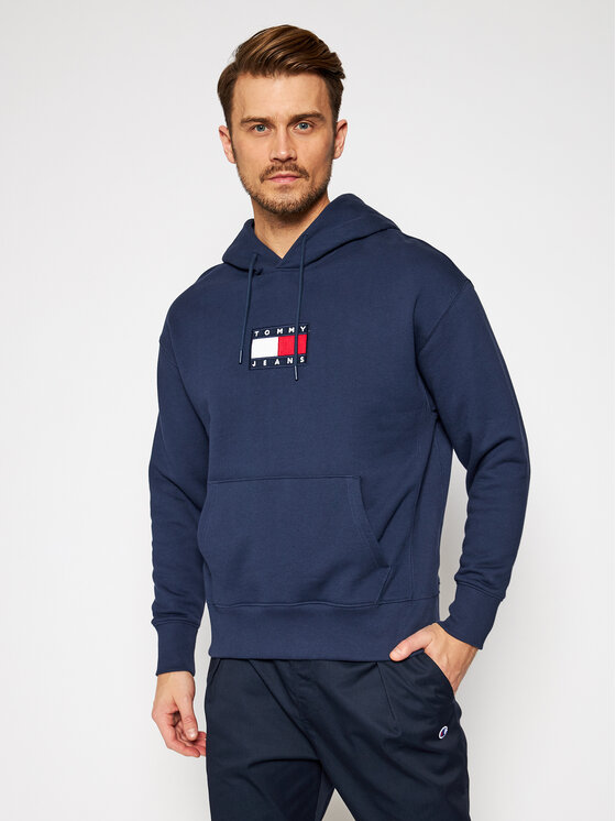 Tommy Jeans Sweatshirt Small Flag DM0DM08726 Dunkelblau Regular Fit Modivo
