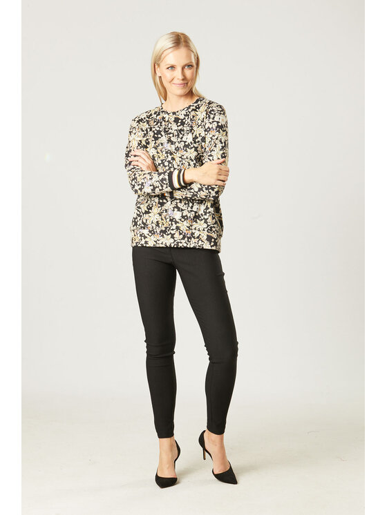 QUIOSQUE QUIOSQUE Halenka BLACK FLOWER BLOUSE Černá Regular Fit