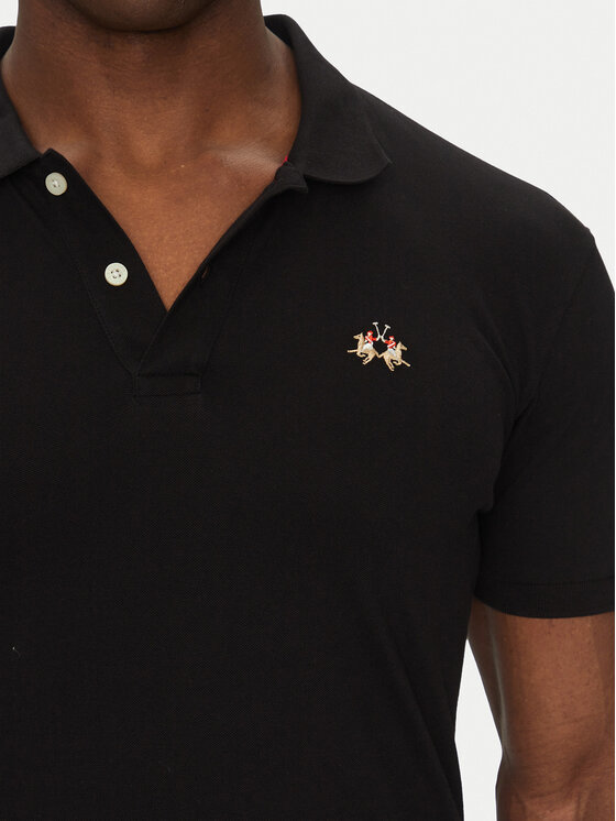 La Martina La Martina Polo Piquet CCMP02 PK001 Czarny Slim Fit