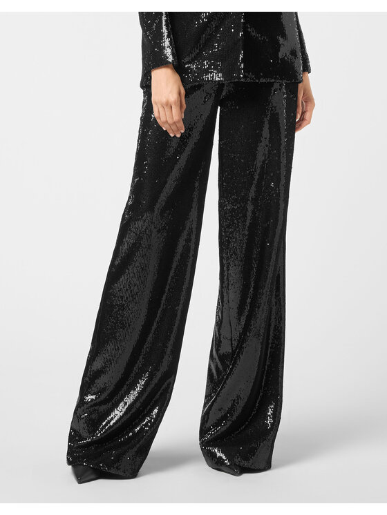 PHILIPP PLEIN PHILIPP PLEIN Spodnie materiałowe 4273 Czarny Flare Fit