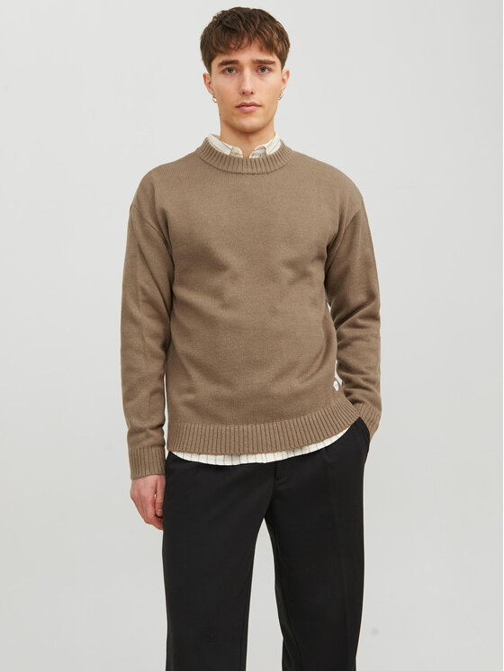 Jack&Jones Džemperis 12236774 Brūns Regular Fit