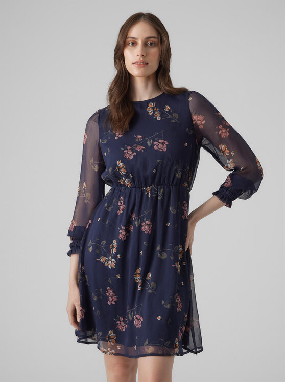 Vero Moda Každodenné šaty Milla 10244553 Tmavomodrá Regular Fit