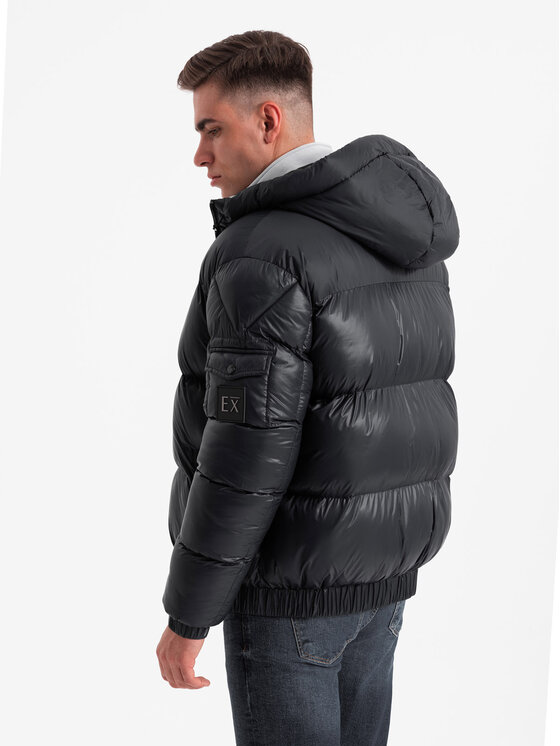 Ombre Ombre Kurtka puchowa OM-JAHP-0207 Czarny Regular Fit