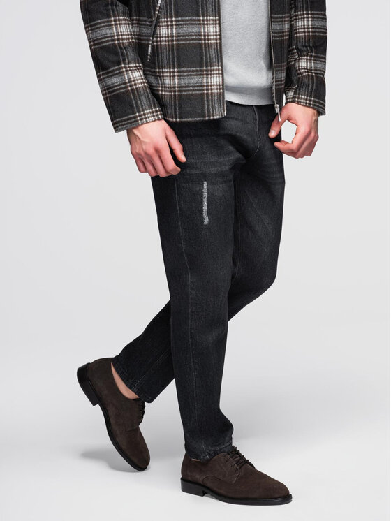 Ombre Ombre Jeansy OM-PADP-0241 Czarny Regular Fit