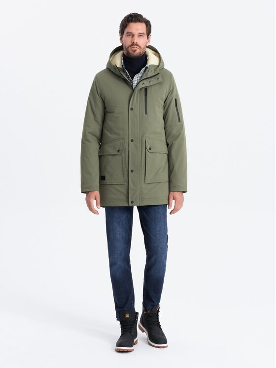 Ombre Ombre Parka OM-JALJ-0131 Khaki Regular Fit