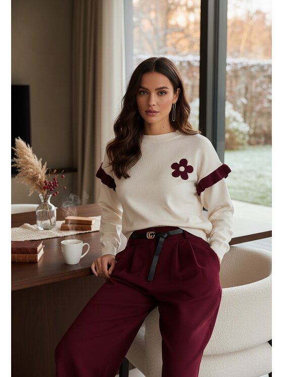 FIGL FIGL Sveter M1242 Biela Regular Fit