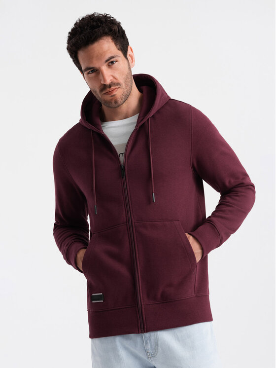 Ombre Ombre Mikina OM-SSBZ-0160 Bordó Regular Fit