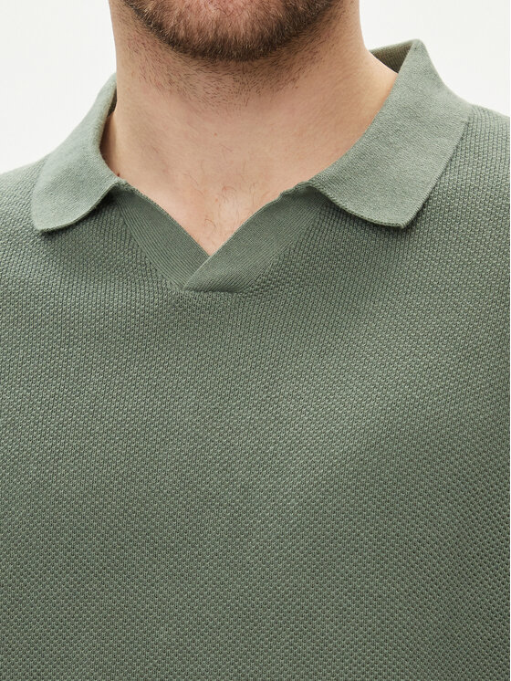 Jack&Jones Jack&Jones Тениска с яка и копчета Linen 12252748 Зелен Regular Fit