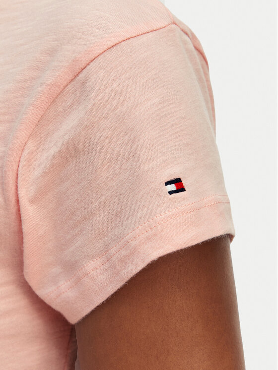Tommy Hilfiger Tommy Hilfiger T-Shirt WW0WW48702 Ανοιχτό ροζ Slim Fit