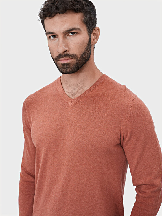 Evenemen Evenemen Sweter V-NECK RUST Miedziany Slim Fit