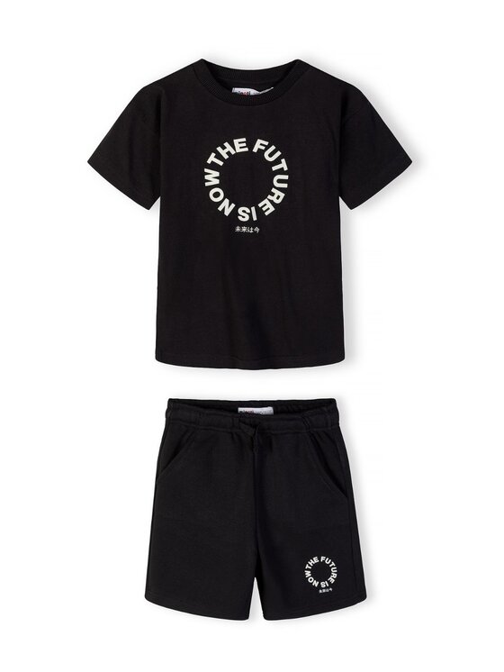 minoti minoti Komplet t-shirt i spodenki 29FLEECE271 Czarny Regular Fit