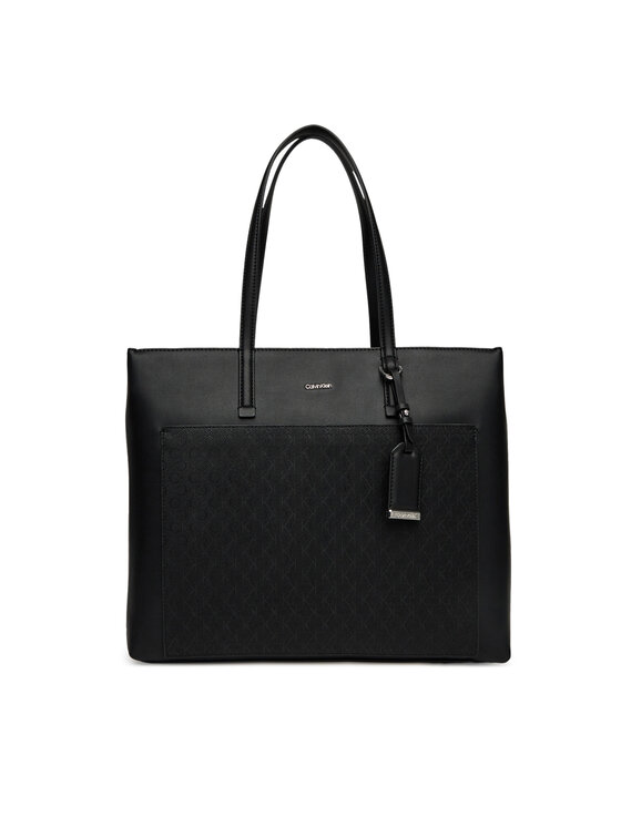 Geantă Calvin Klein Ck Must Aop Medium Shopper W/Poc LV04F3225G Negru
