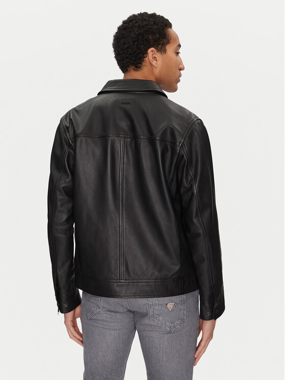 BOSS BOSS Шкіряна куртка Jocruz 50530256 Чорний Regular Fit