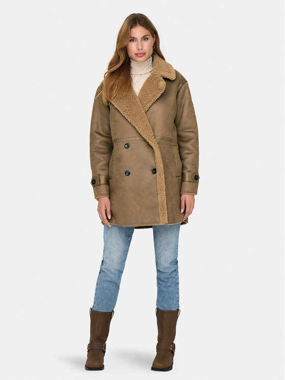 ONLY ONLY Kożuch Ylva 15322402 Brązowy Regular Fit