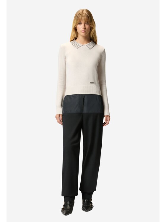 PINKO PINKO Sweter Ventotene maglia con strass Beżowy Regular Fit