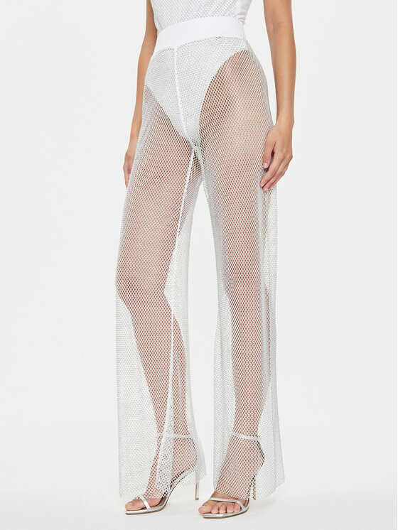 Guess Guess Παντελόνι υφασμάτινο E4YB00 KCDW0 Λευκό Relaxed Fit