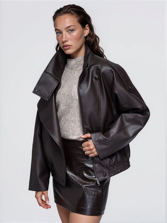 Ombre Ombre Bunda pro přechodné období OW-JT-E0020 Hnědá Relaxed Fit