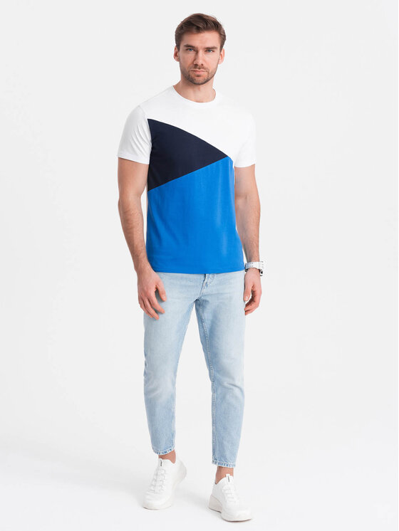 Ombre Ombre T-Shirt OM-TSCT-0174 Modrá Regular Fit