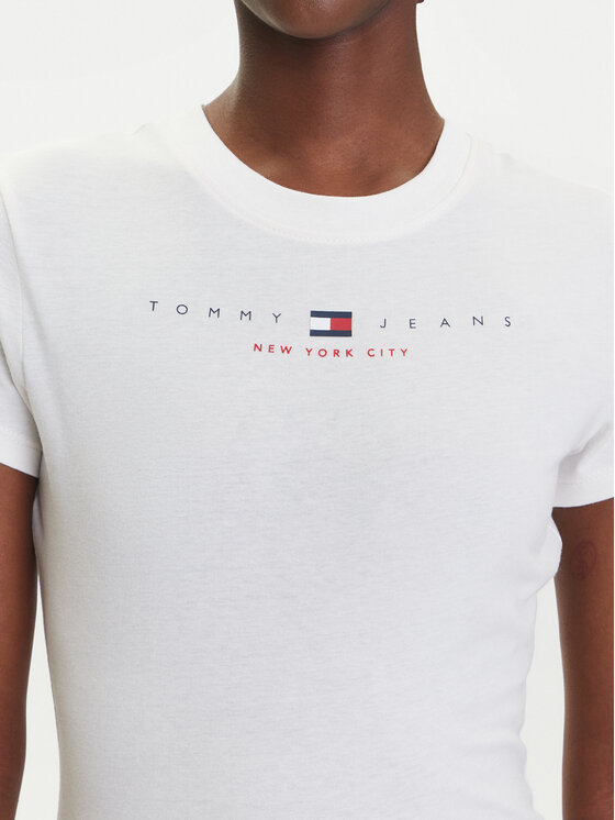 Tommy Jeans Tommy Jeans Marškinėliai Linear DW0DW21422 Écru Slim Fit