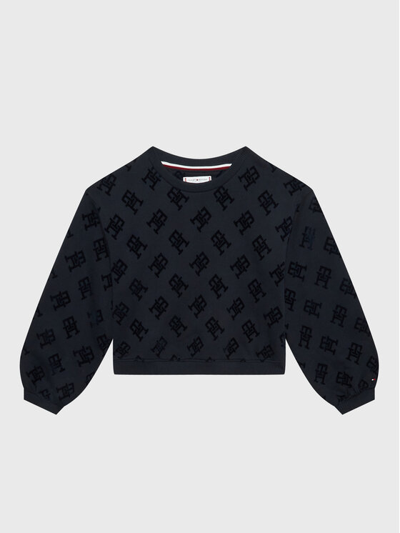 Tommy Hilfiger Džemperis ar kapuci Monogram Allover KG0KG07040 D Tumši zils Regular Fit