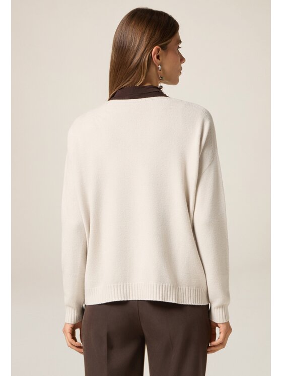 Oltre Oltre Cardigan M139E002147N002 Écru Regular Fit