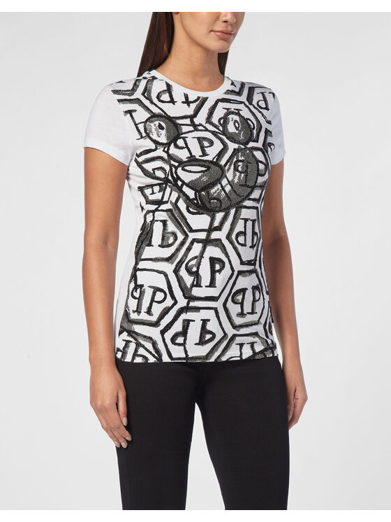 PHILIPP PLEIN PHILIPP PLEIN T-Shirt 14753 Biały Skin Tight Fit